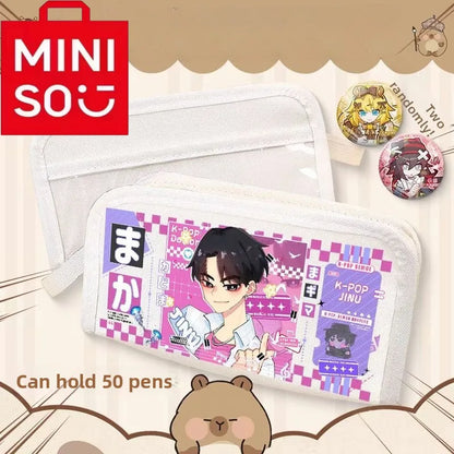 2025 Miniso New Co branded Series K-POP Demon Hunters Multi functional Stationery Bag Large Capacity Pencil Box for Girls