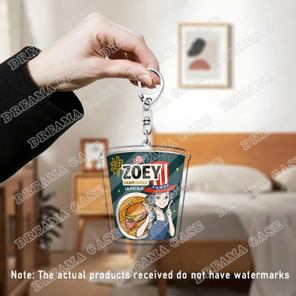 Huntrix Saja Boys Instant Noodles Acrylic Keychains Ring Double-Sided Key Chain Jewelry K-Pop Demon Hunters Fan Love Gifts