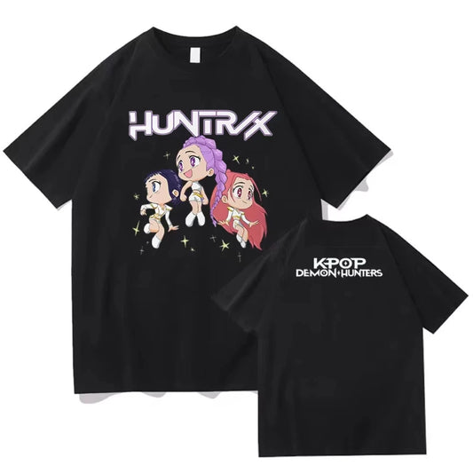 KPop Demon Hunters Huntrix Printing Men T-shirt Summer Cotton Short Sleeve Tshirt for Female O-neck Women Tee Streetwear Tops