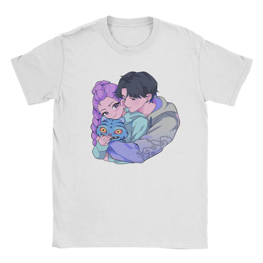 Men's Rujinu Kpop Demon Hunter And Tiger T Shirt  Cotton Tops Vintage Short Sleeve O Neck Tee Shirt Summer T-Shirts