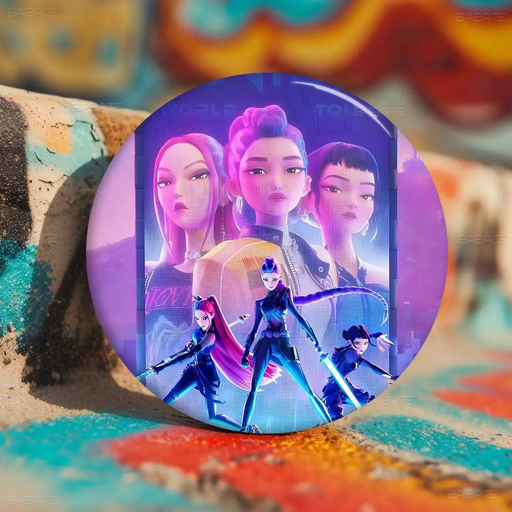 Popular Anime K-Pop D-demon H-hunters Creative Tinplate Soft Button Pins Animal Icon Brooch Lapel Backpack Badge