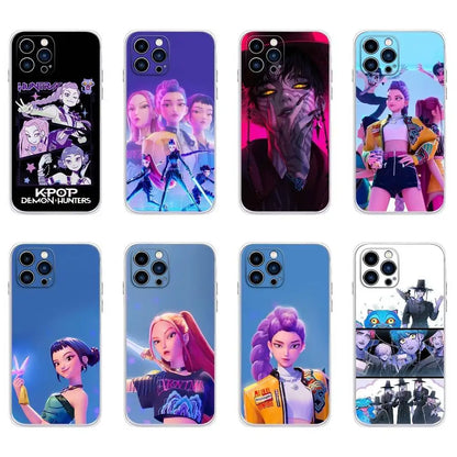 KPop D-Demon H-Hunters Phone Case For iPhone 16 &15, Plus,Pro,Max,XR,XS,Plus,E,Mini Transparent Soft Cover