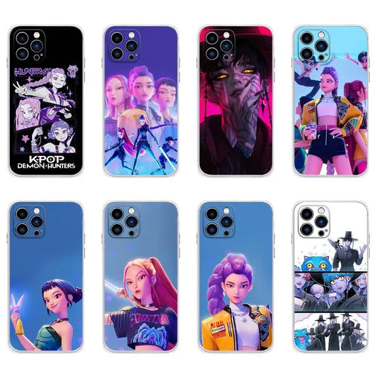 KPop D-Demon H-Hunters Phone Case For iPhone 16 &15, Plus,Pro,Max,XR,XS,Plus,E,Mini Transparent Soft Cover