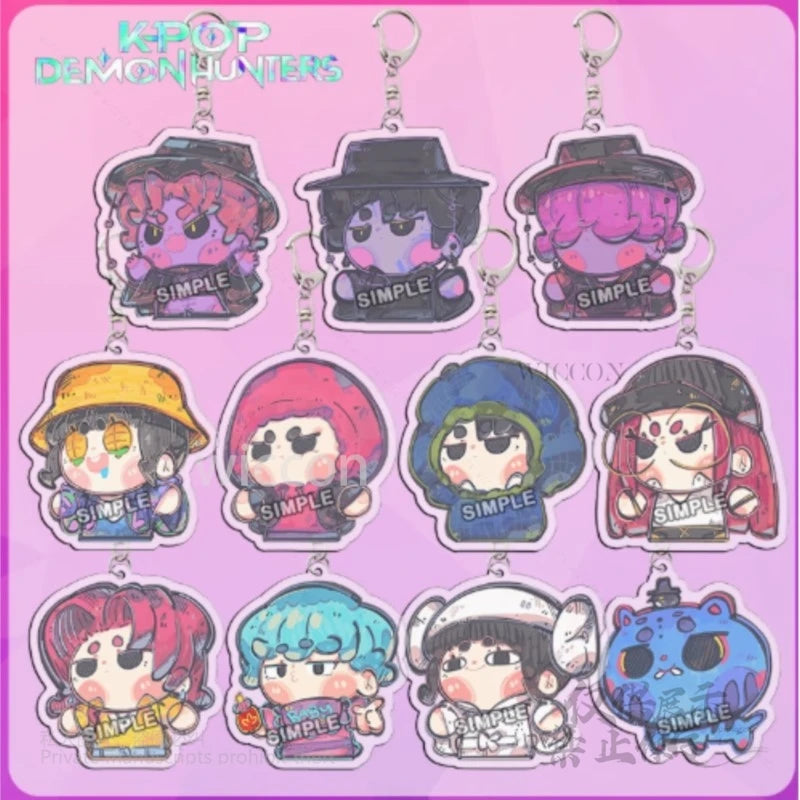 Exclusive Anime Demon Hunters K-Pop Mira Keychain mystery baby romance Jinu Zoe Abby pendant collection Key Chain Women Halloween Party
