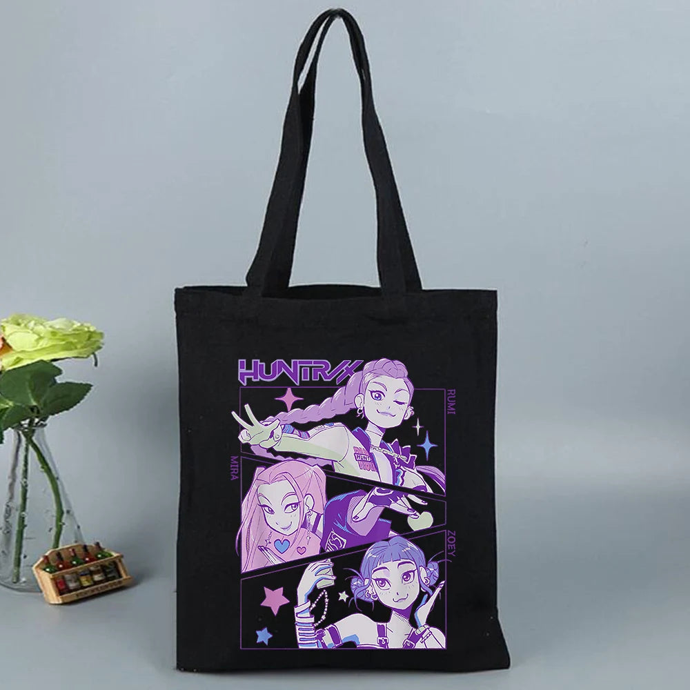 K-Pop Demon Hunters Canvas Bag Shopping Y2k Shopping Tote Bag Shopper Bag for Fans Gift