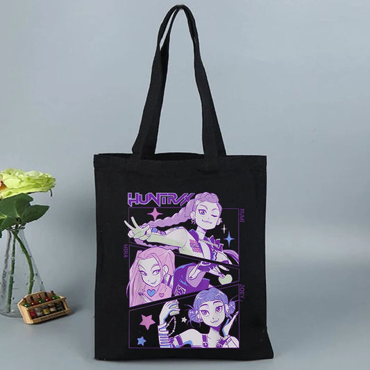 K-Pop Demon Hunters Canvas Bag Shopping Y2k Shopping Tote Bag Shopper Bag for Fans Gift