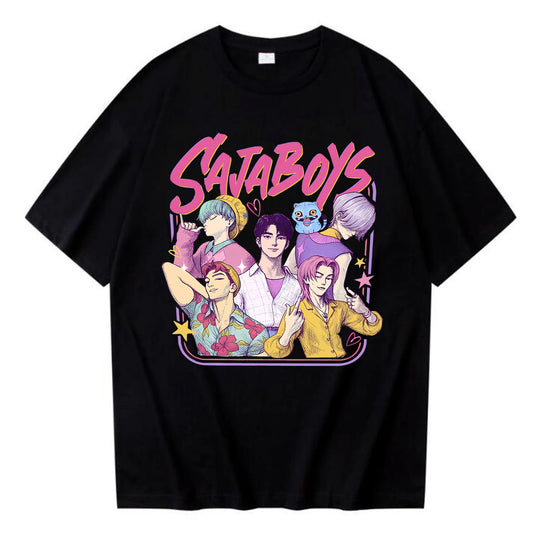 Kpop Demon Hunters Saja Boys T-shirt Harajuku O-neck Shirt Gift for Fans
