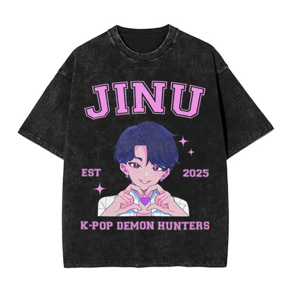 JINU Saja Boys Kpop Demon Hunters T-Shirt Men O Neck Cotton T Shirt I Made It for the Tiger But the Bird Keeps Taking It Tees