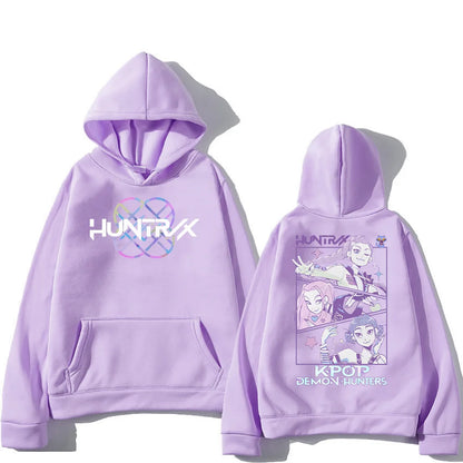 Kpop Demon Hunters Hoodies K-pop Cartoon Printed Sweatshirt Fashion Versatile Streetwear For Women Men Oversized Pullovers