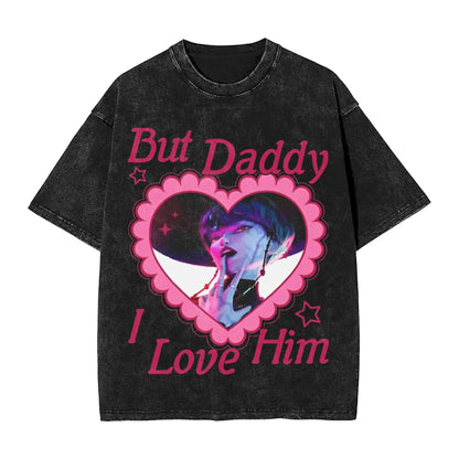 Oversize Saja Boys But Daddy I Love Him Kpop Demon Hunters Outfit T Shirt for Men Women  Washed Cotton Tee Shirts Clothing