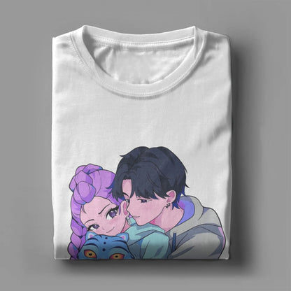 Men's Rujinu Kpop Demon Hunter And Tiger T Shirt  Cotton Tops Vintage Short Sleeve O Neck Tee Shirt Summer T-Shirts