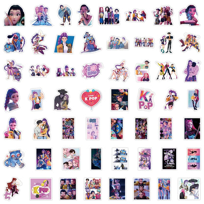 55Pcs  Anime KPop Demon Hunters Stickers Demon Hunters Tiger DIY Stickers Scrapbooking Phone Luggage Skateboard Waterproof Decal