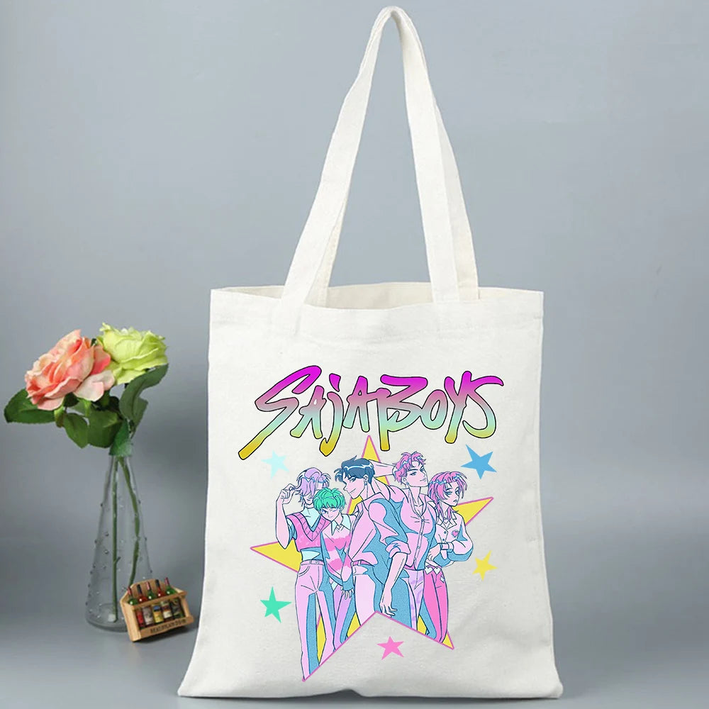 K-Pop Demon Hunters Canvas Bag Shopping Y2k Shopping Tote Bag Shopper Bag for Fans Gift
