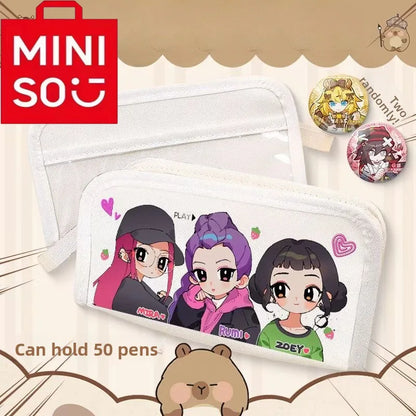 2025 Miniso New Co branded Series K-POP Demon Hunters Multi functional Stationery Bag Large Capacity Pencil Box for Girls