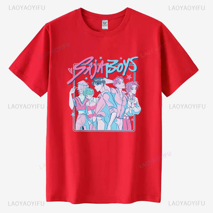 Saja Boys Kpop Demon Hunters Graphic T Shirt Gift Women Huntrix Pin Mira Zoey Demon Hunter Merch Jinu Cotton Tee Rumi Fan Poster