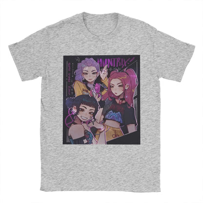 Huntrix Rumi Zoey Mira T Shirt Summer K-pop Demon Hunters Fashion T Shirts Men Cotton O Neck Plus Size Tees Short Sleeve Tshirt