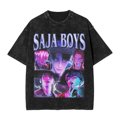 Oversize Saja Boys But Daddy I Love Him Kpop Demon Hunters Outfit T Shirt for Men Women  Washed Cotton Tee Shirts Clothing