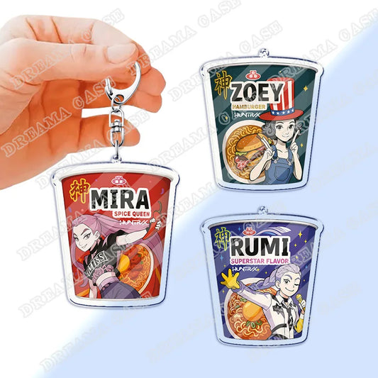 Huntrix Saja Boys Instant Noodles Acrylic Keychains Ring Double-Sided Key Chain Jewelry K-Pop Demon Hunters Fan Love Gifts
