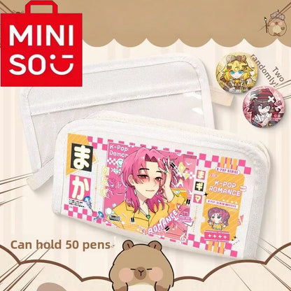 2025 Miniso New Co branded Series K-POP Demon Hunters Multi functional Stationery Bag Large Capacity Pencil Box for Girls